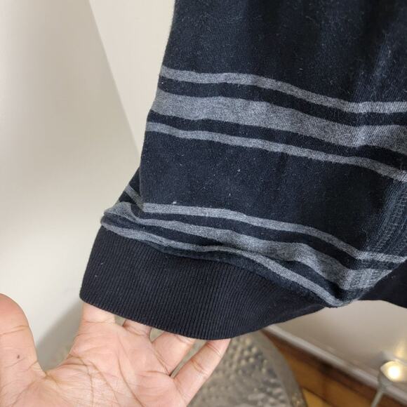 Hatley Stripe Knit Sweater Dress size S Black Ribbed Hem V-Neck - Picture 8 of 11